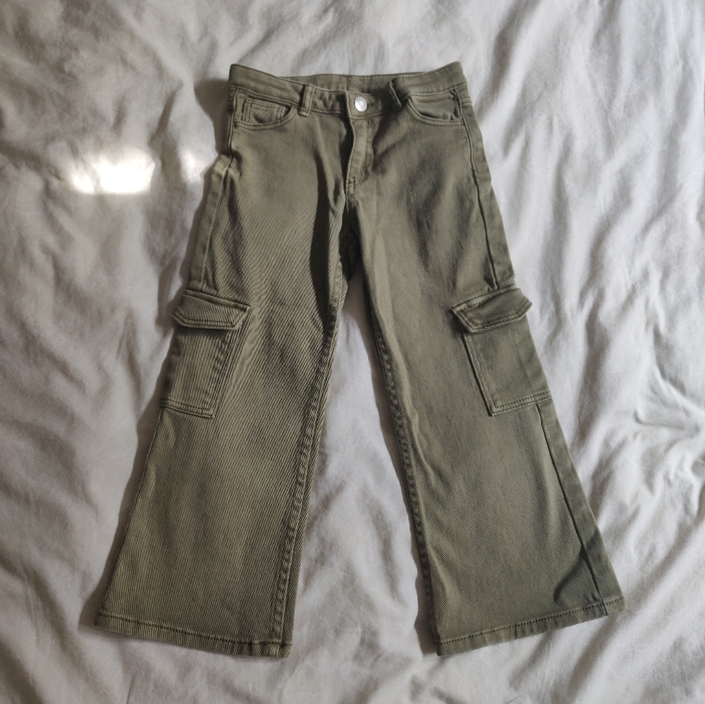 Olive Flare Cargo Pants